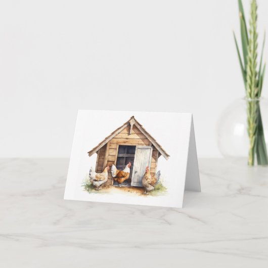 Old Chicken Coop mit Hühnern BLANK Karte (Vorderseite)