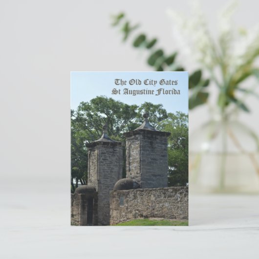 Old City Gates Historisches St. Augustine FL Postkarte (Stehend Vorderseite)