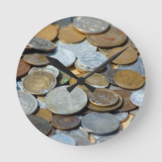 Old-coins1299 OLD COINS COPPER SILVER METAL BRONZE Runde Wanduhr (Vorderseite)