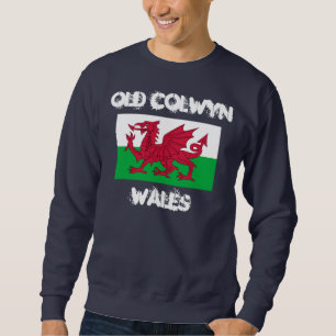 Old Colwyn, Wales mit walisischer Flagge Sweatshirt