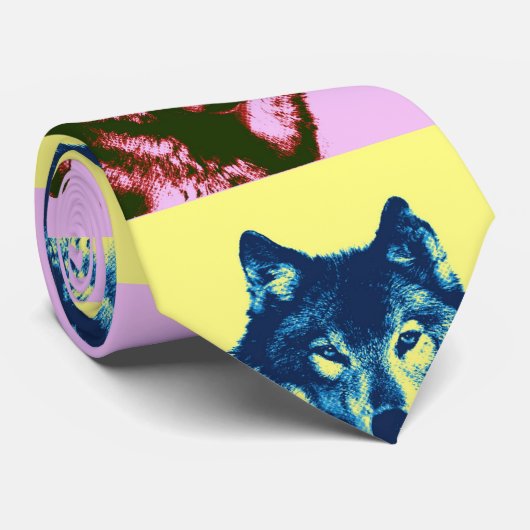Old Comic Dot Style Pop Art Wolf Neck Ties Krawatte (Gerollt)