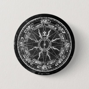 Old Compass Rose (B&W) Button