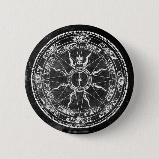 Old Compass Rose (B&W) Button (Vorderseite)