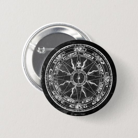 Old Compass Rose (B&W) Button (Vorne & Hinten)