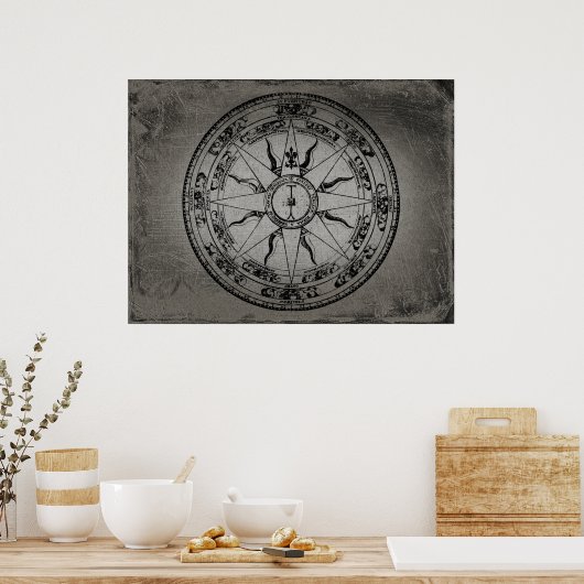Old Compass Rose (B&W) Poster (Küche)
