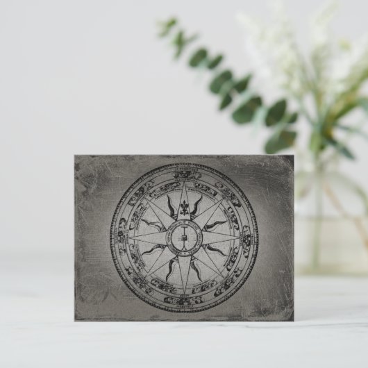 Old Compass Rose (B&W) Postkarte (Stehend Vorderseite)
