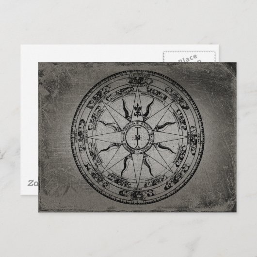 Old Compass Rose (B&W) Postkarte (Vorne/Hinten)