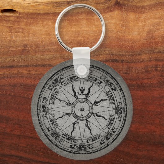 Old Compass Rose (B&W) Schlüsselanhänger (Vorderseite)