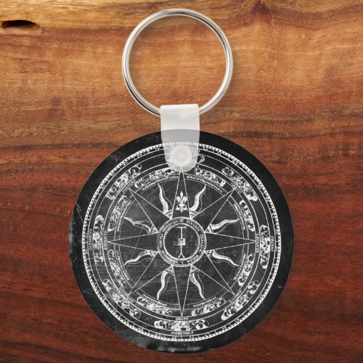 Old Compass Rose (B&W) Schlüsselanhänger (Vorderseite)