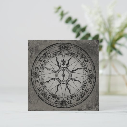 Old Compass Rose Einladung (Stehend Vorderseite)