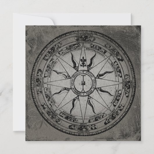Old Compass Rose Einladung (Vorderseite)