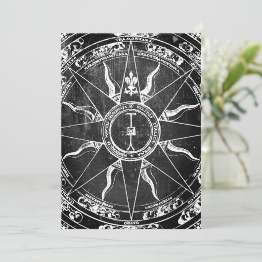 Old Compass Rose Einladung (Stehend Vorderseite)