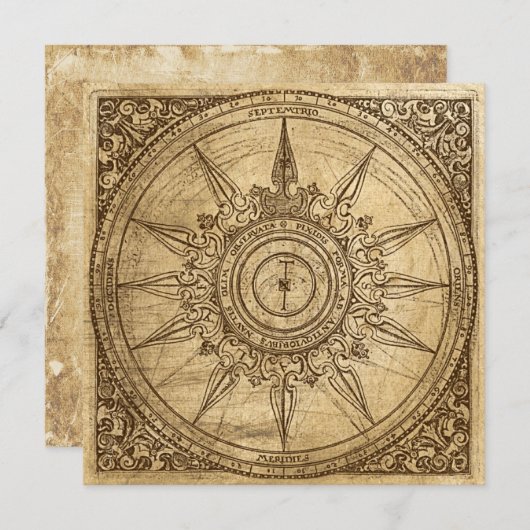 Old Compass-Rose Einladung (Vorne/Hinten)