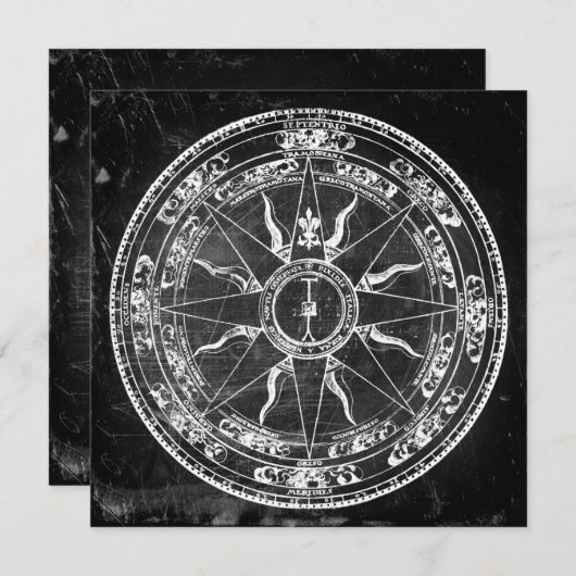 Old Compass-Rose Einladung (Vorne/Hinten)
