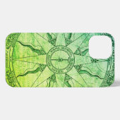 Old Compass Rose Green iPhone Case Hülle (Rückseite (Horizontal))