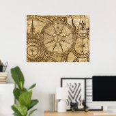 Old Compass Rose Poster (Heimbüro)