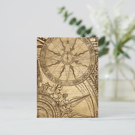 Old Compass Rose Postkarte (Stehend Vorderseite)