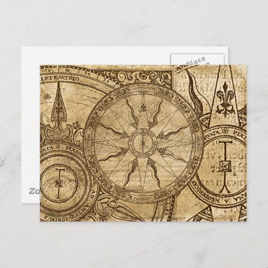 Old Compass Rose Postkarte (Vorne/Hinten)
