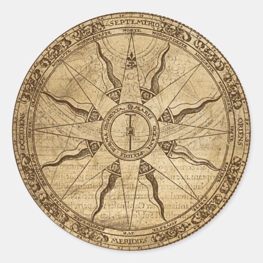 Old Compass Rose Runder Aufkleber (Vorderseite)