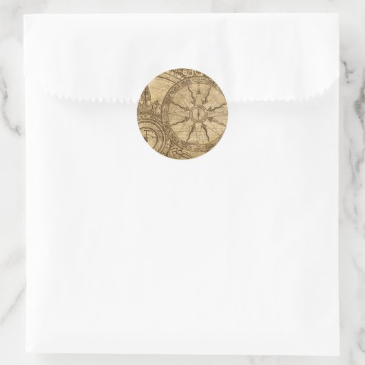 Old Compass Rose Runder Aufkleber (Tasche)