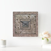 Old Concrete Square panel Wall Clock Quadratische Wanduhr (Zuhause)