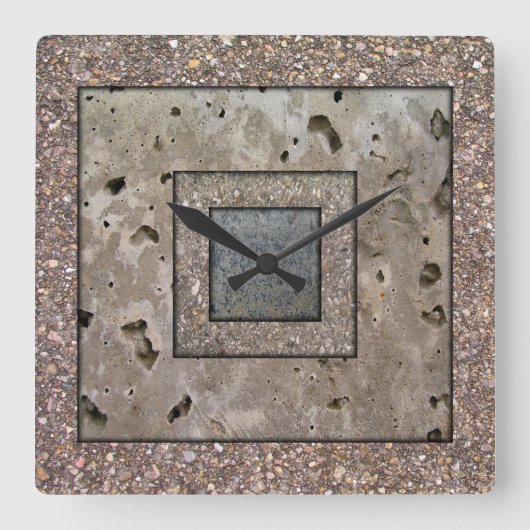 Old Concrete Square panel Wall Clock Quadratische Wanduhr (Vorderseite)