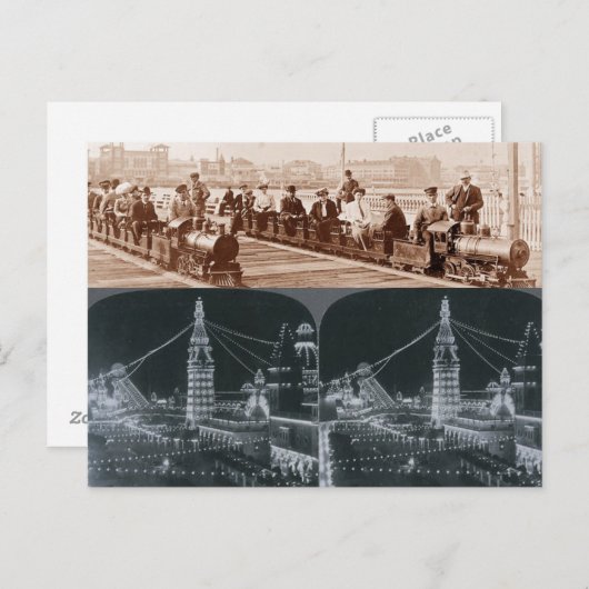 Old Coney Island Züge, Luna Park Image Postcard Postkarte (Vorne/Hinten)