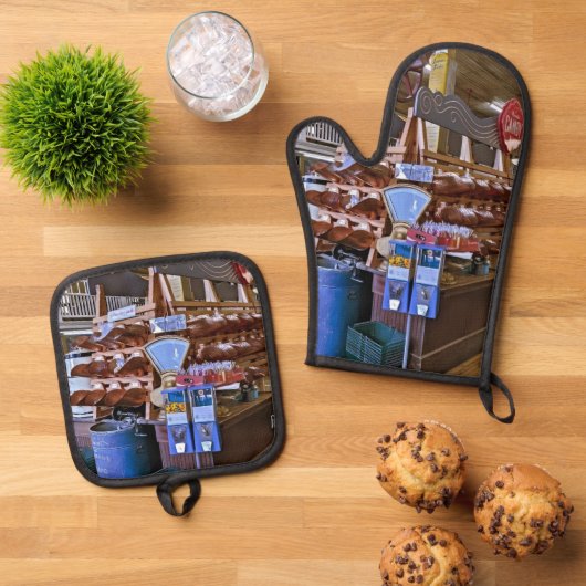 Old Country Store Oven Mitt und Pot Holder Ofenhandschuh & Topflappen-Set (Oben Unten)