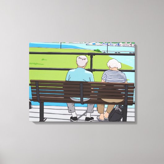 Old couple on a bench canvas print leinwanddruck (Vorderseite)