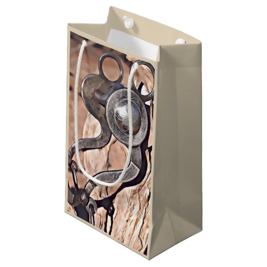 Old Cowboy Bit Geschenktasche Kleine Geschenktüte (Vorderseite Schrägansicht)