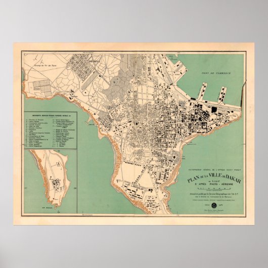Old Dakar Senegal Map (1925) Poster (Vorne)