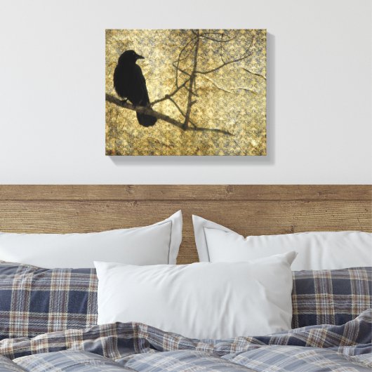 Old Damask Crow Art Leinwanddruck (Insitu (Schlafzimmer))