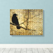 Old Damask Crow Art Leinwanddruck (Insitu (Holzboden))