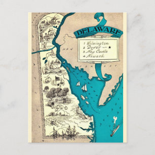 Old Delaware Map Postkarte
