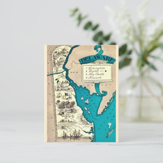 Old Delaware Map Postkarte (Stehend Vorderseite)