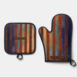 Old Dock Treasures Pot Holder / Metal Ofenhandschuh & Topflappen-Set