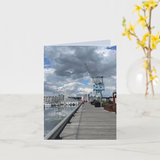 Old Dockside Crane Karte (Gelbe Blume)