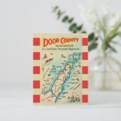 Old Door County Map Postcard Postkarte (Stehend Vorderseite)