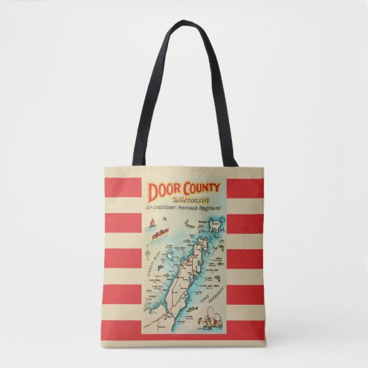 Old Door County Map Shoulder Tote Tasche (Vorderseite)