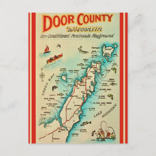 Old Door Landkreis Fishing Map Postkarte