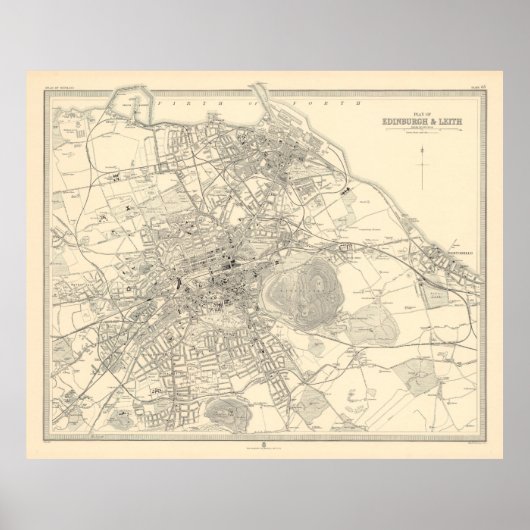 Old Edinburgh Scotland Map (1912) Poster (Vorne)