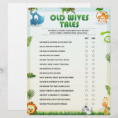 Old Ehefrauen Tales Baby Shower Game [Tierthema] Briefbogen (Vorne/Hinten)