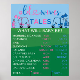 Old Ehefrauen Tales Golf Gender Reveal Party Sign Poster