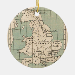 Old England Map Keramik Ornament