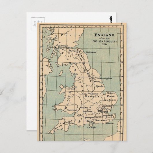 Old England Map Postkarte (Vorne/Hinten)