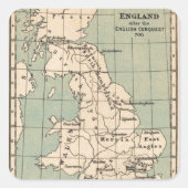 Old England Map Quadratischer Aufkleber (Vorderseite)