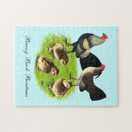 Old English Bantam Brassy Back Family Puzzle (Horizontal)