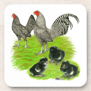 Old English Barred Bantam Family Untersetzer