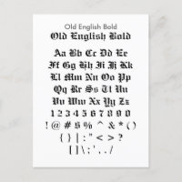 Old English Bold - Zazzle Schriftart Sampler Sheet
