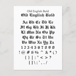 Old English Bold - Zazzle Schriftart Sampler Sheet Postkarte